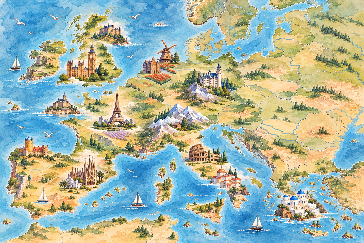 Illustrated Europe travel atlas