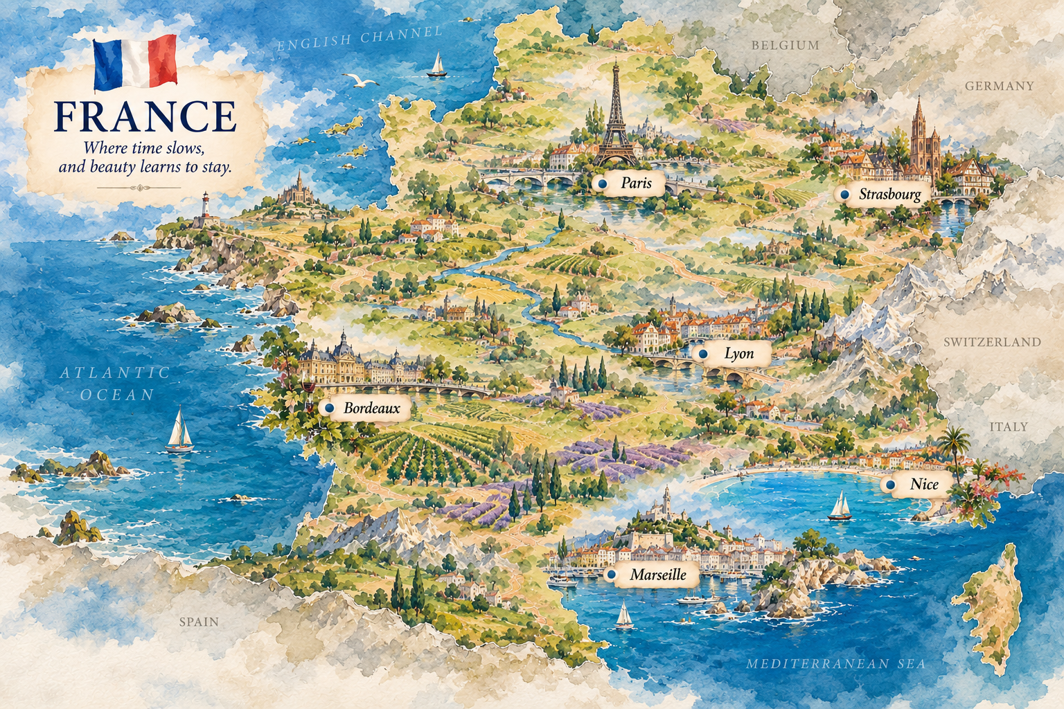 Illustrated France country story map