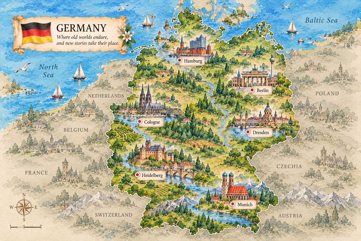 Illustrated Germany country story map