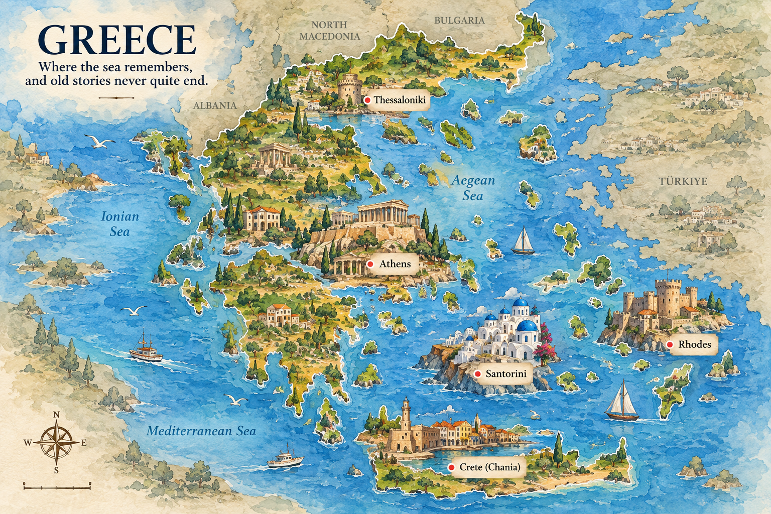 Illustrated Greece country story map