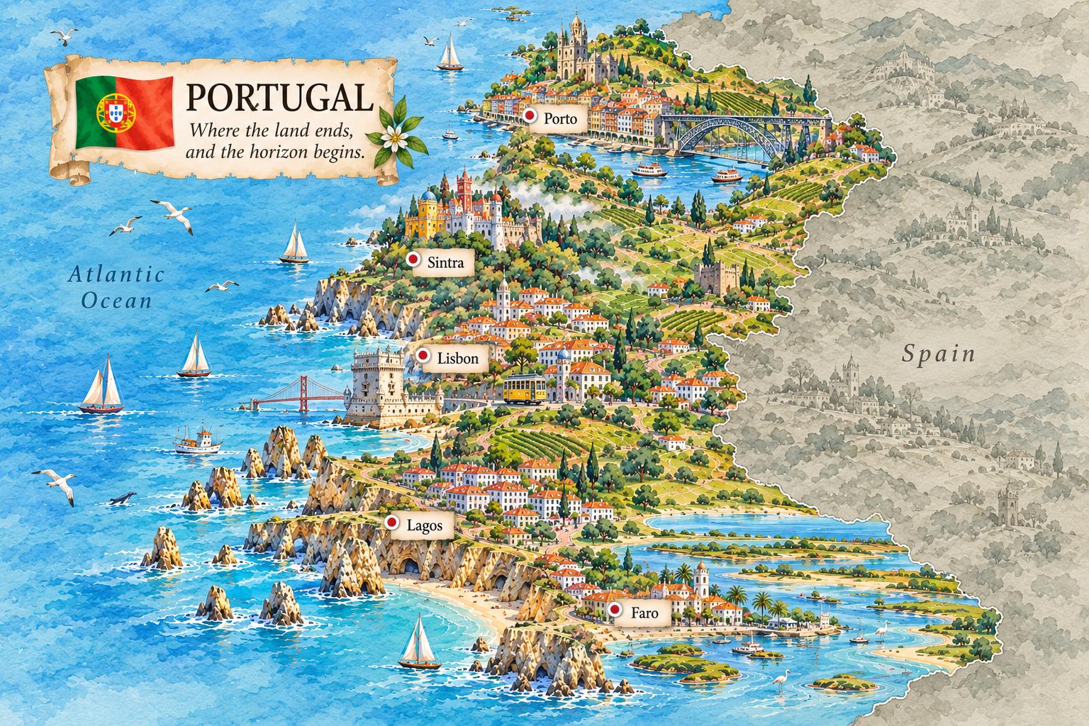 Illustrated Portugal country story map