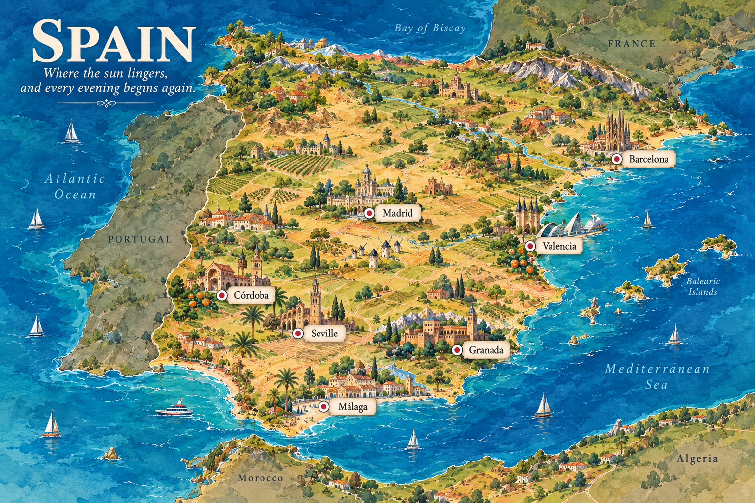 Illustrated Spain country story map