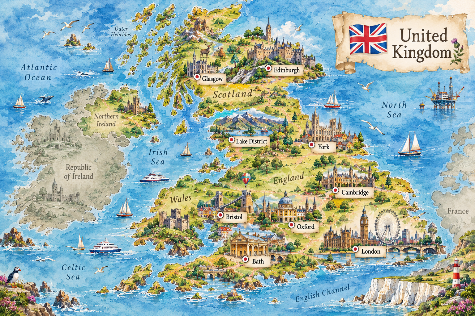 Illustrated United Kingdom country story map